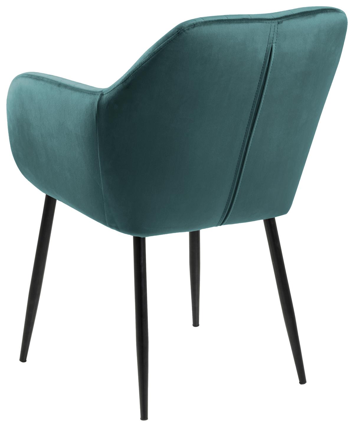 Židle s područkami EMILIA zelená - černá/tmavě zelená, Trend, kov/textil (57/83/59cm) - Ambia Home