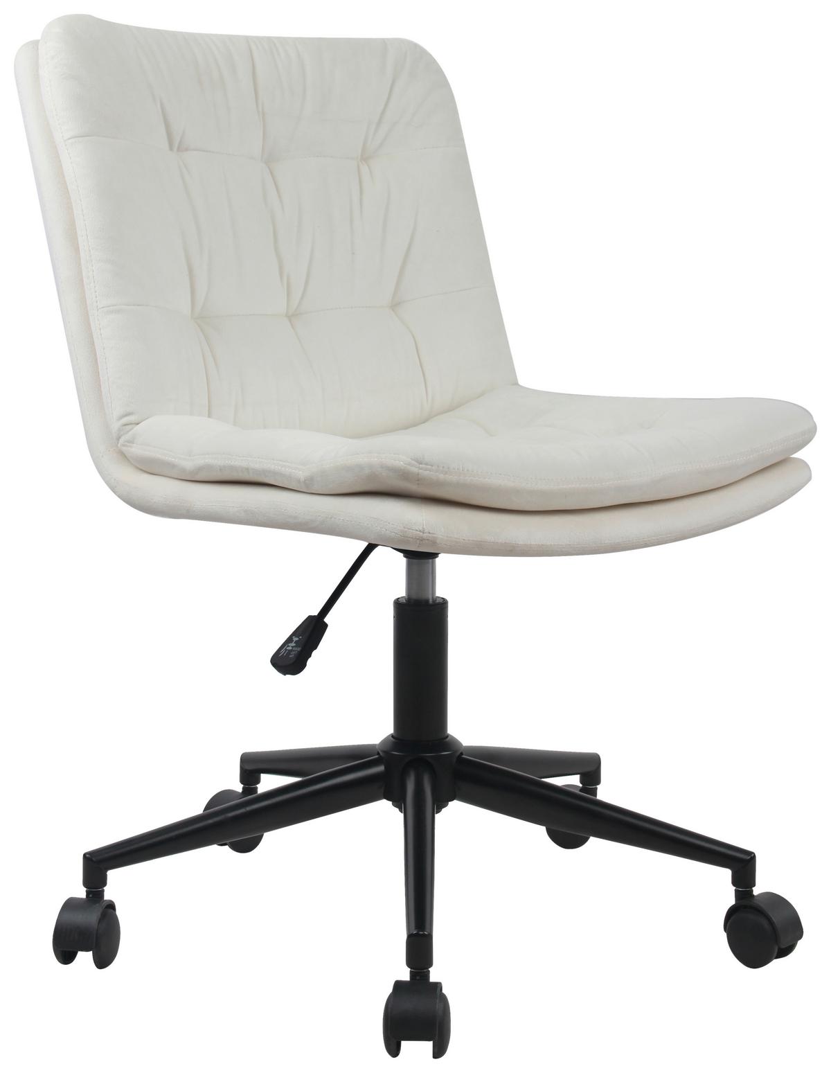 Drehstuhl Elegance Mit Armstützen Samt Creme - Creme/Schwarz, MODERN, Kunststoff/Textil (42/98/45cm) - MID.YOU