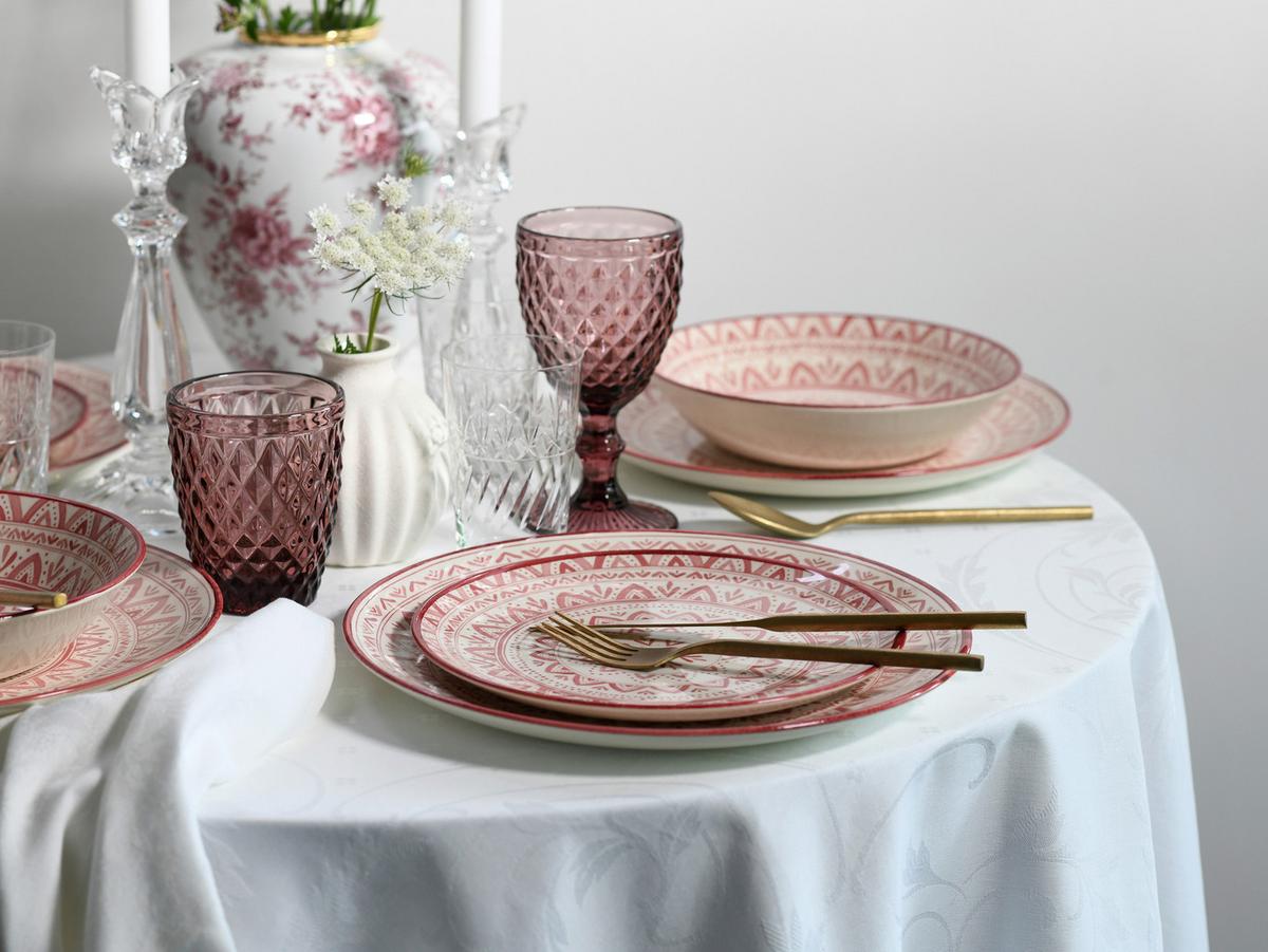 Tafelservice Mexico Rot Weiß, Multicolor, Rostfarben - Rostfarben/Multicolor, Basics, Keramik (31/30/32cm) - Creatable