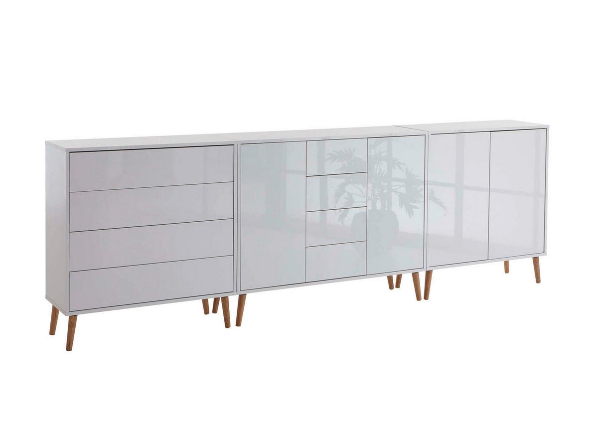 Sideboard Mailand Weiß B: 263,5 cm - Weiß Hochglanz/Eiche Artisan, MODERN, Holzwerkstoff (263,5/86/33cm) - MID.YOU