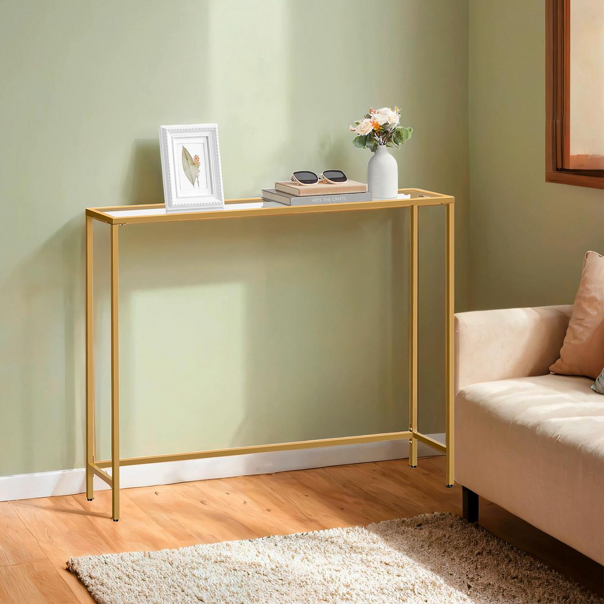 Konsolentisch Goldfarben B: 100,5 cm - Goldfarben, Trend, Glas/Metall (100,5/80/20cm) - MID.YOU