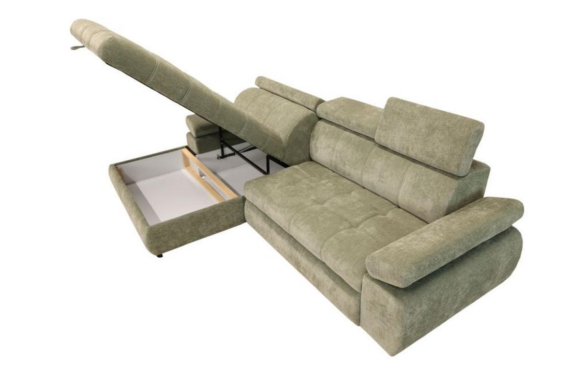 Rohová sedačka VEGAS, levá, šalvějově zelená žinylka - černá/šalvějově zelená, Design, dřevo/textil (173/294cm)