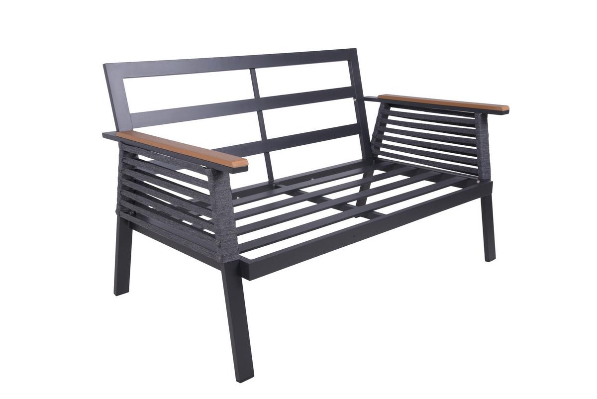 Gartenset Denia - Anthrazit/Braun, Basics, Kunststoff/Textil - Gardenson