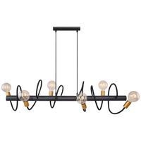 Hängeleuchte Eddy H: 150 Cm 6-Flammig, Mit Flexarmen - Goldfarben/Schwarz, Basics, Metall (230/19/150cm) - Globo