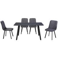 Tischgruppe Mackay 5-tlg. Metall/textil Grau, B: 140cm - Grau, KONVENTIONELL, Holzwerkstoff/Textil (140/46/75/88/80/57cm) - MID.YOU