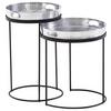 Beistelltischset Silberfa./schwarz D:32,5/38cm - Silberfarben/Schwarz, MODERN, Metall (32,5/32,5/53cm) - MID.YOU