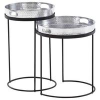 Beistelltischset Silberfa./schwarz D:32,5/38cm - Silberfarben/Schwarz, MODERN, Metall (32,5/32,5/53cm) - MID.YOU