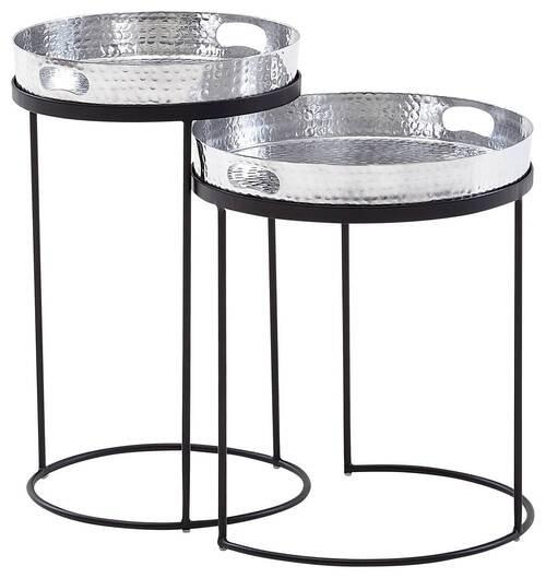 Beistelltischset Silberfa./schwarz D:32,5/38cm