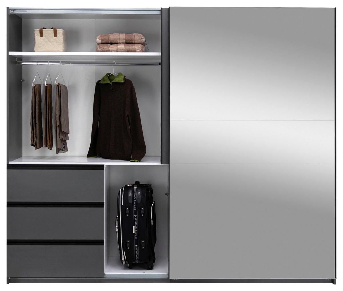 SCHIEBETÜRENSCHRANK Wilma Graphitfarben B: 250cm - Graphitfarben, MODERN, Holzwerkstoff (250/210/62cm) - P & B