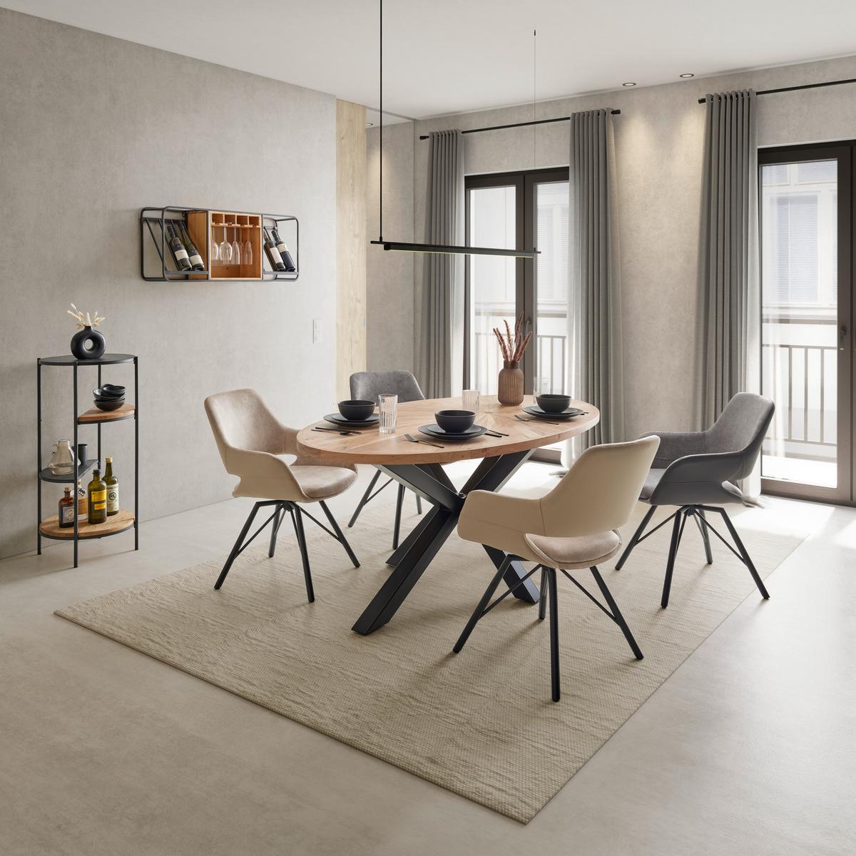 ŽIDLE S PODRUČKAMI ADRIANA - šedá/černá, Moderní, kov/dřevo (61/85/62,5cm) - Premium Living