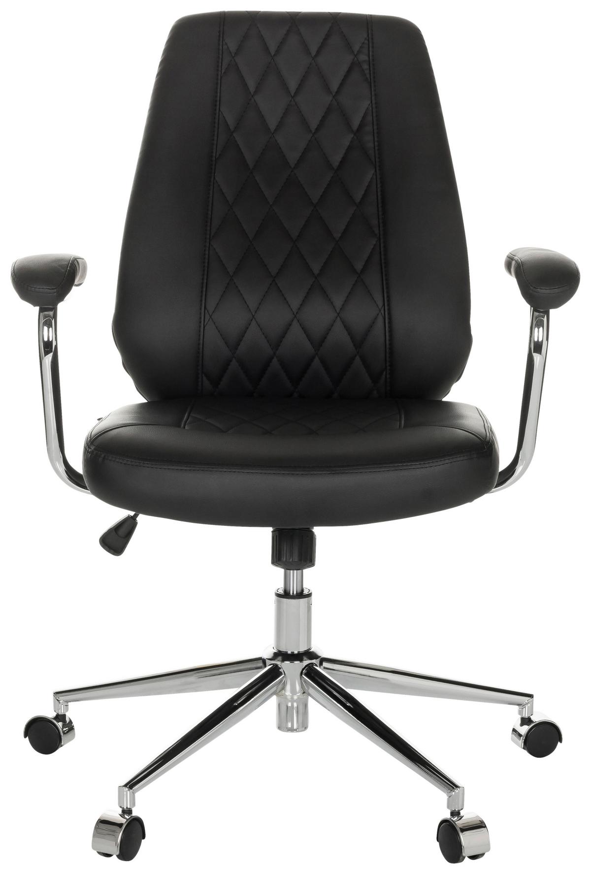 Drehstuhl Theo I - Silberfarben/Schwarz, Basics, Leder/Kunststoff (68/96-103/68cm) - MID.YOU