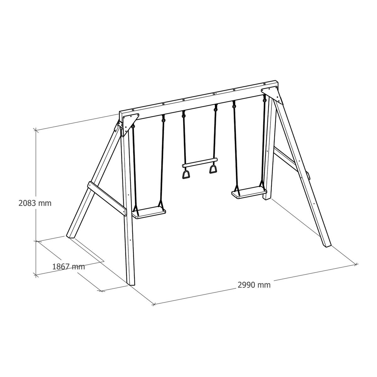 Schaukel A030.510.00 - Braun, KONVENTIONELL, Holz/Metall (186/208/299cm) - Ambia Garden