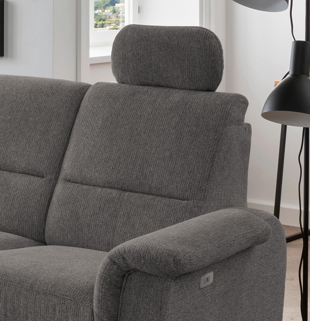 Ecksofa mit Relaxfunktion Parole Graubraun Chenille - Chromfarben/Graubraun, MODERN, Textil (236/275cm) - Livetastic