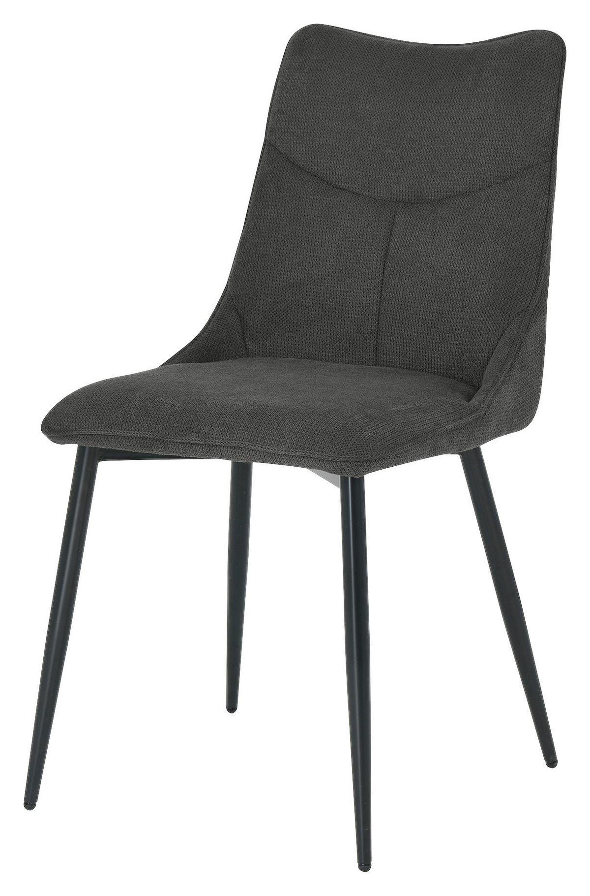 Esszimmerstuhl Carlo Anthrazit, Schwarz 2er Set - Anthrazit/Schwarz, Design, Textil/Metall (59/88/47cm) - MID.YOU