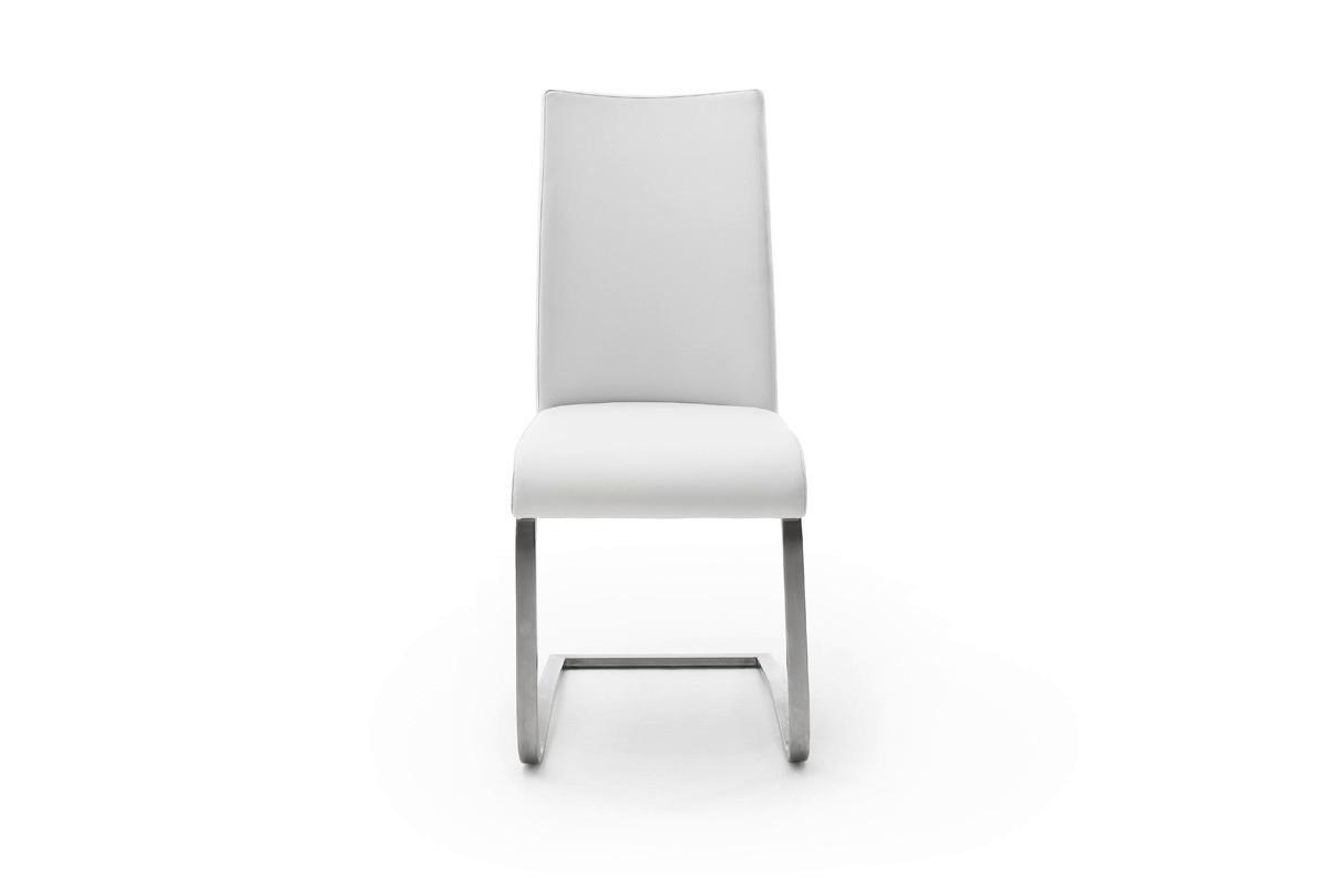 Schwingstuhl Arco 2 Leder Weiß B: 43 cm - Edelstahlfarben/Weiß, KONVENTIONELL, Leder/Metall (43/102/52cm)