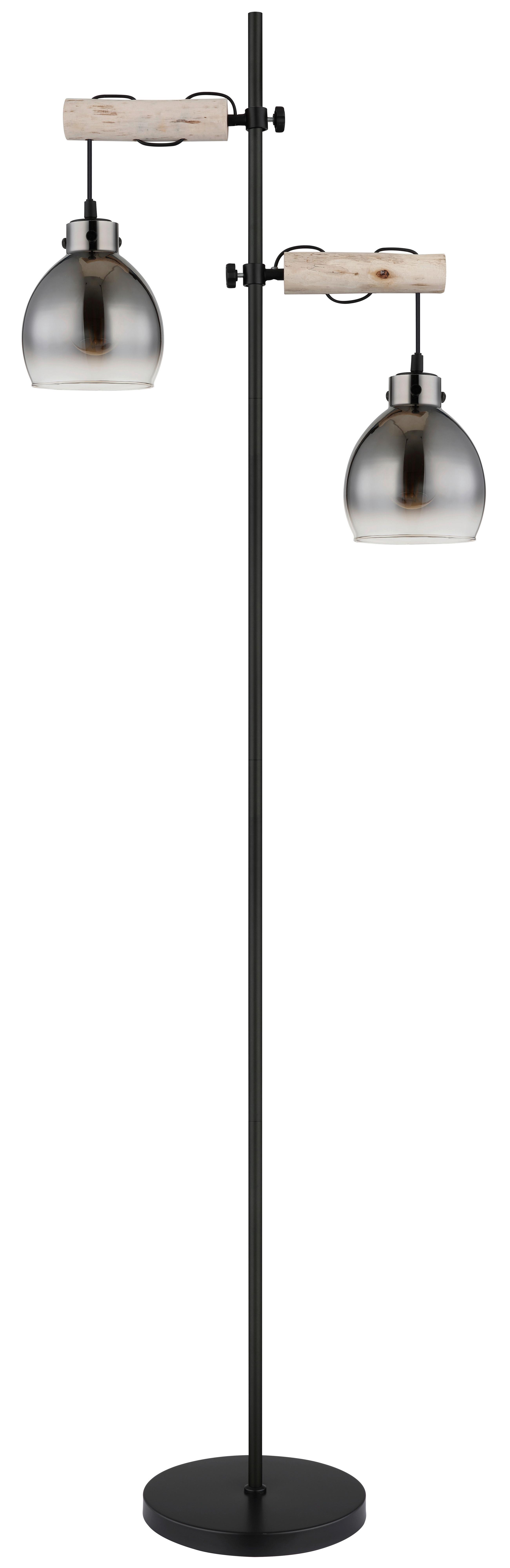 Stehleuchte 15628-2s - Schwarz/Naturfarben, Natur, Glas/Holz (48/25/168cm) - Globo
