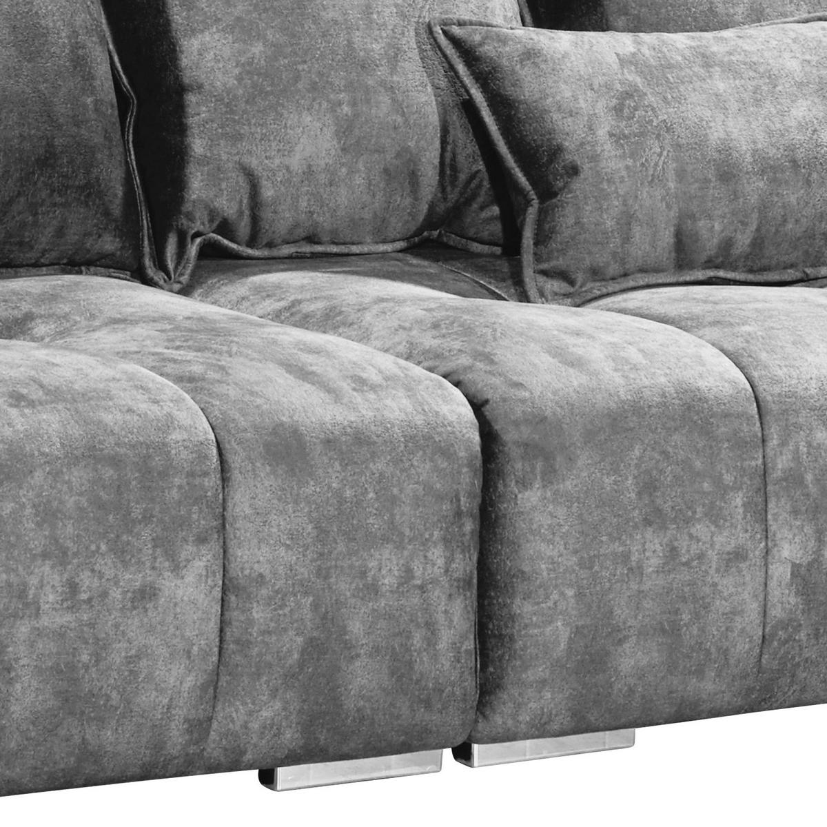 Big Sofa London Mit Rückenkissen B: 316 Cm Grau - Silberfarben/Grau, MODERN, Textil (316/90/112cm) - Livetastic