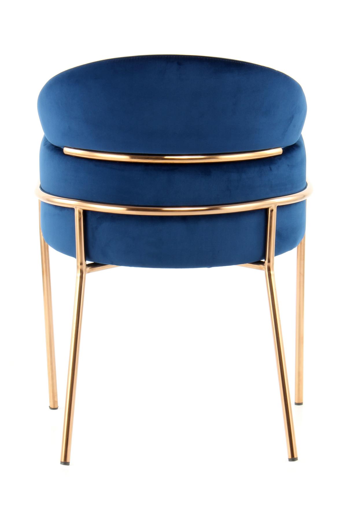 Armlehnstuhl Corey Blau / Roségold Gepolstert - Blau/Goldfarben, MODERN, Holz/Kunststoff (58/79/57cm) - Kayoom