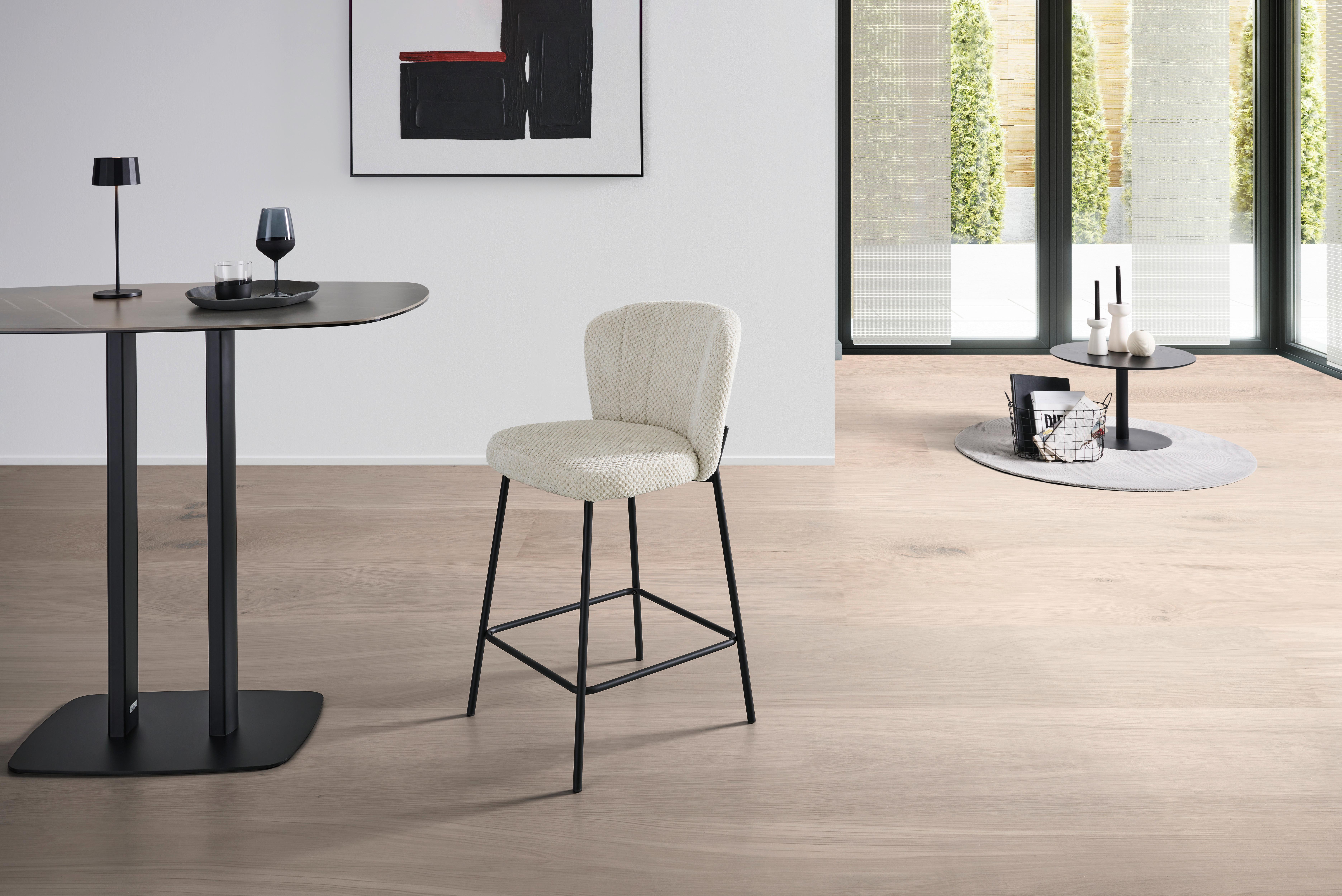 Barhocker Paris - Beige/Schwarz, LIFESTYLE, Holz/Textil (55/101/59cm) - Livetastic