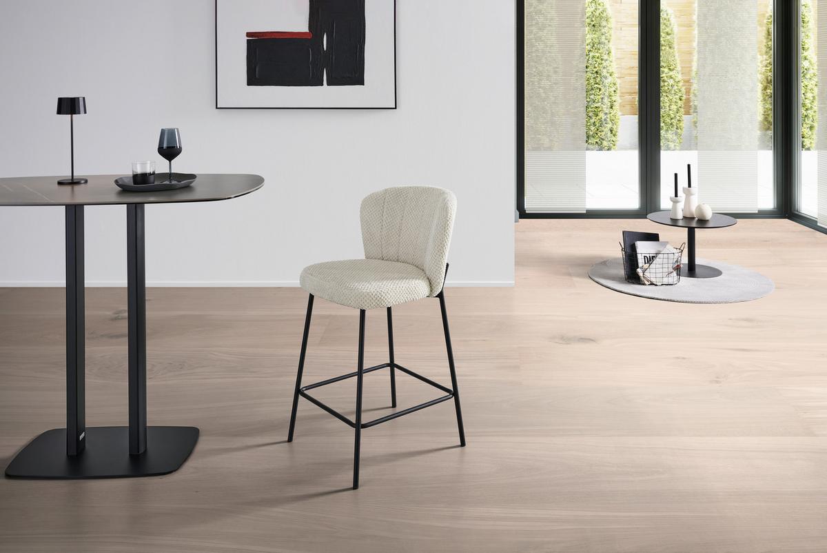 Barhocker Paris - Beige/Schwarz, LIFESTYLE, Holz/Textil (55/101/59cm) - Livetastic