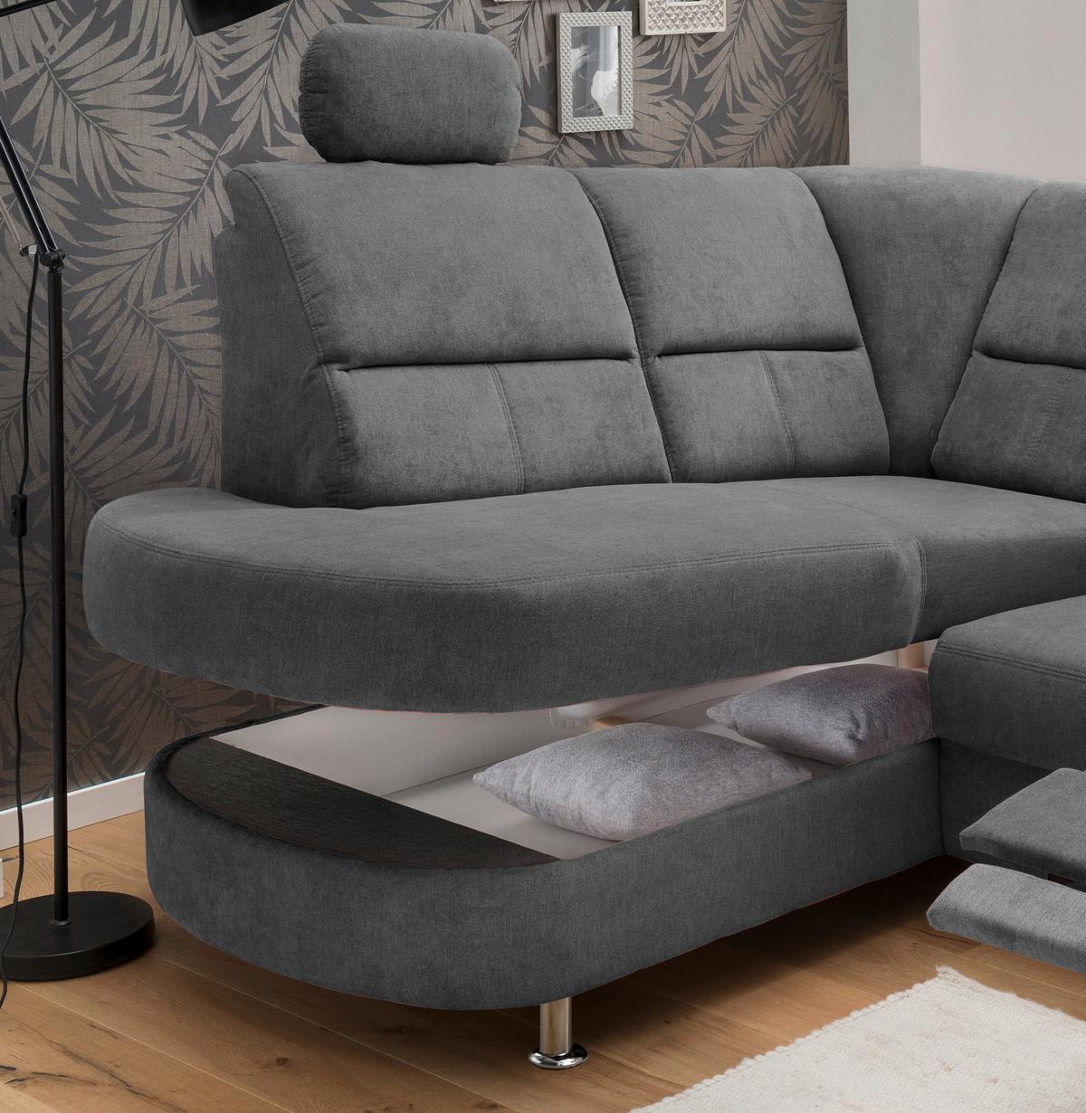 Ecksofa Parole Anthrazit S:184/231 cm - Chromfarben/Anthrazit, KONVENTIONELL, Textil (231/45/55cm) - Livetastic