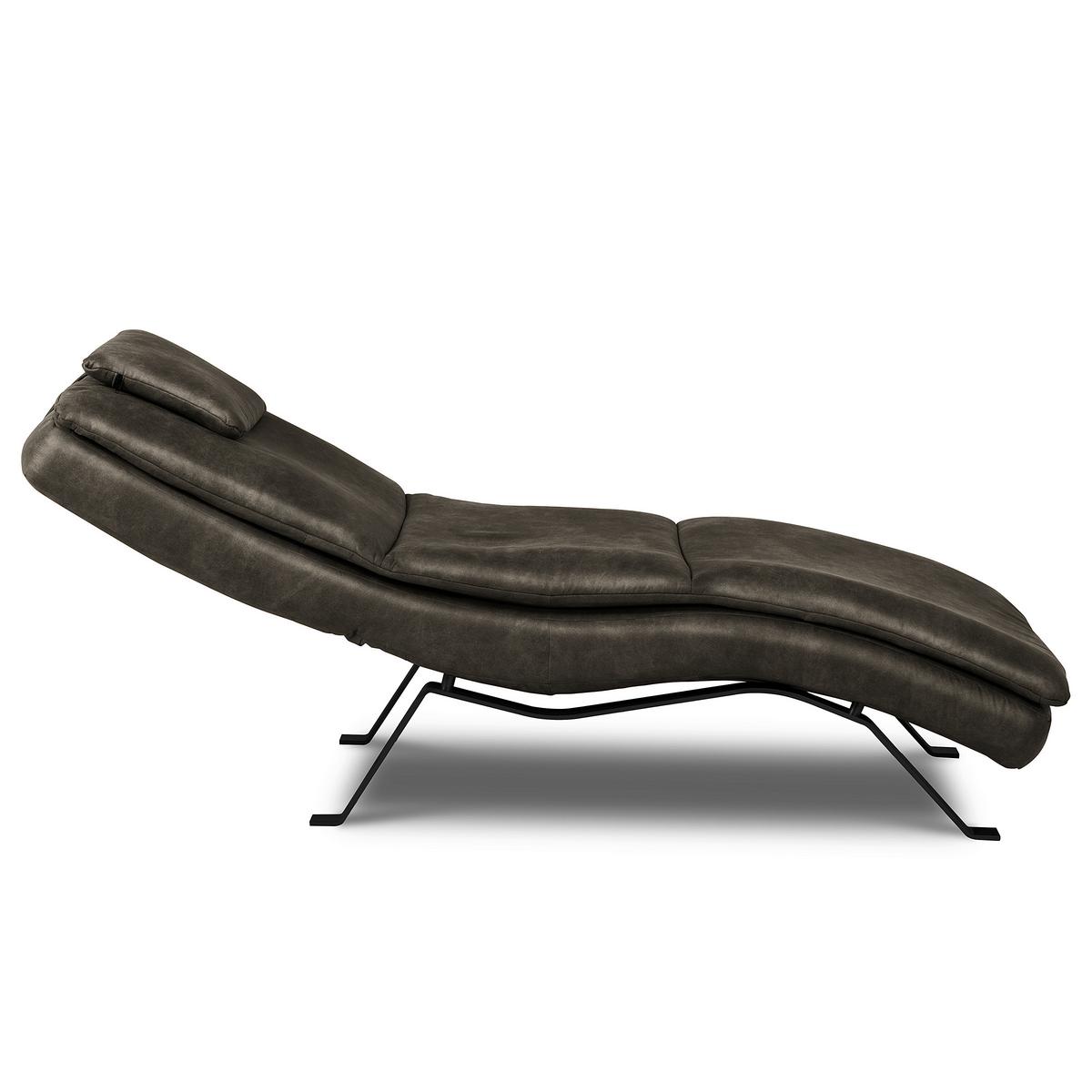 Relaxliege Black Anthrazit, B: 65cm - Anthrazit/Schwarz, Design, Leder (65/95/171cm) - Celina Home