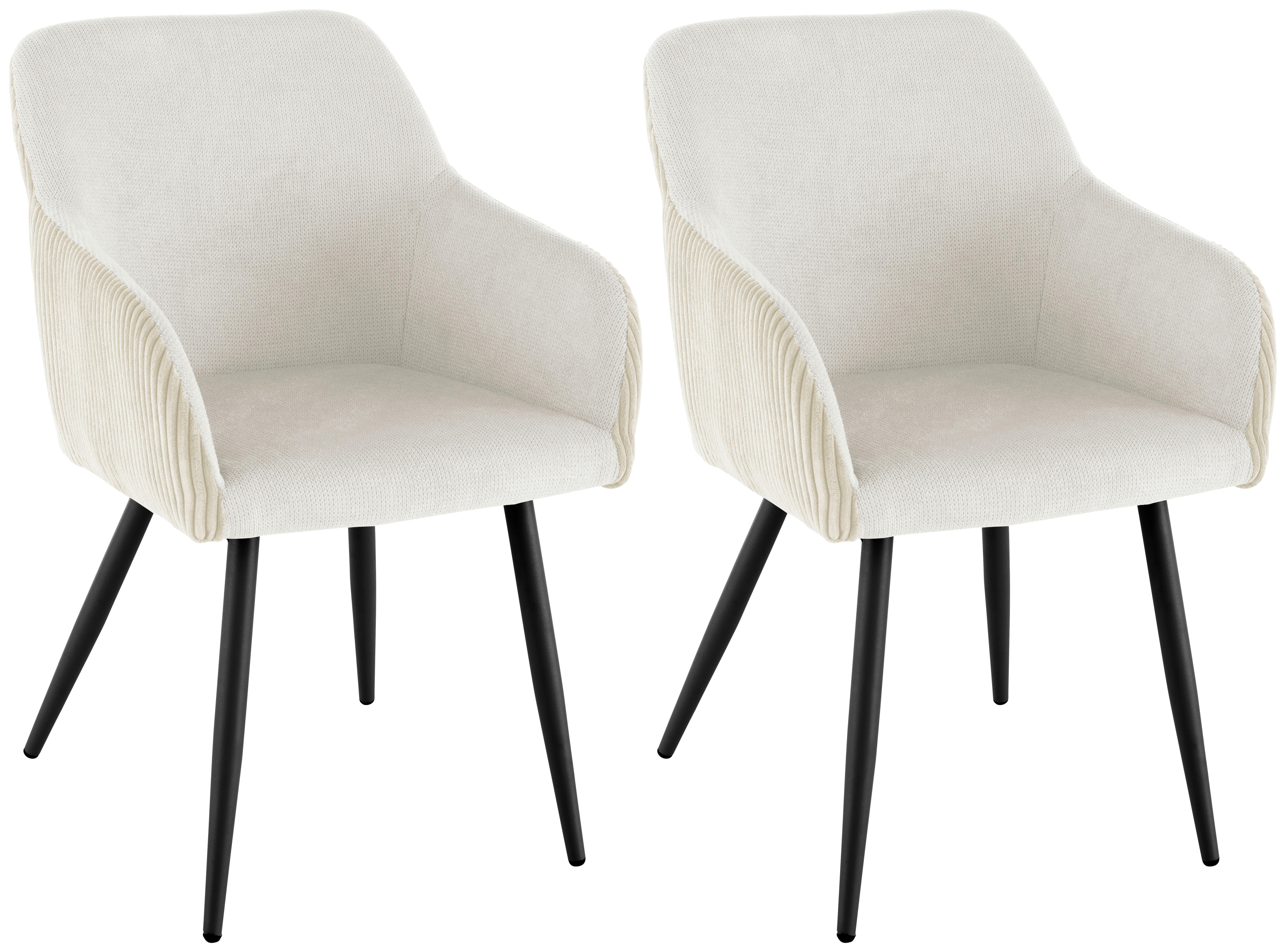 Armlehnstuhl-Set Eddy - Beige/Schwarz, LIFESTYLE, Holz/Textil (54/84/60cm) - Livetastic