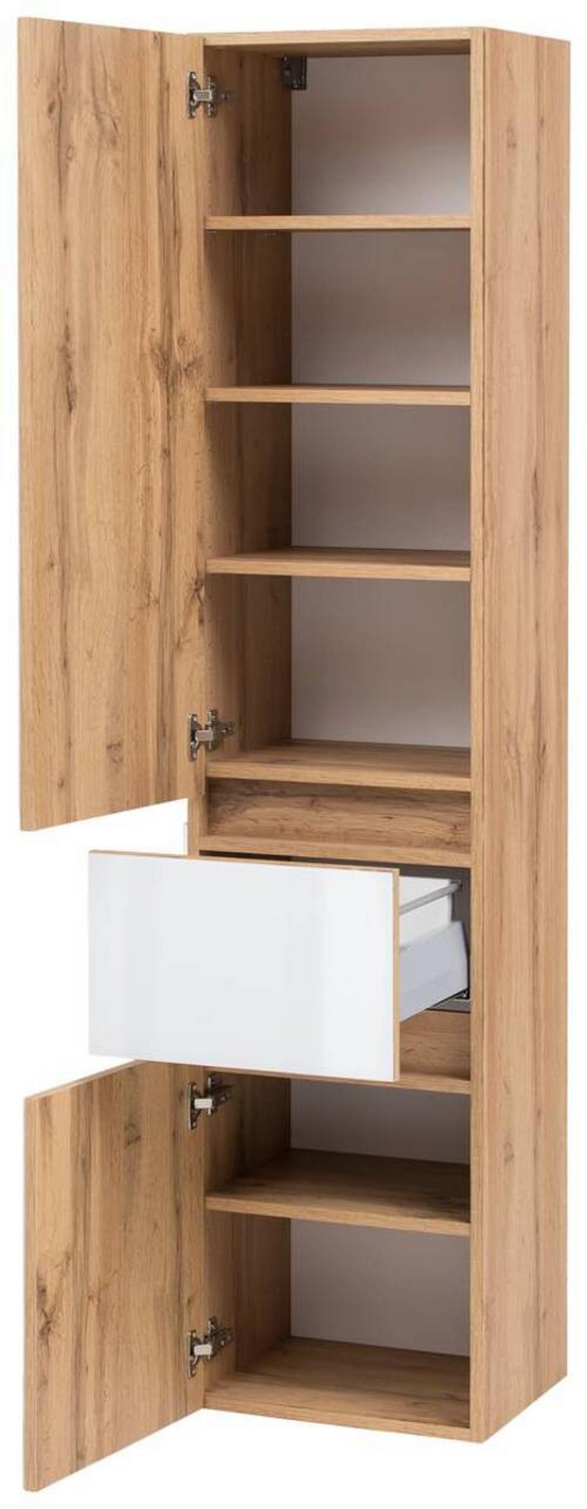 Badmöbel-Set 4-Tlg. inkl. LED Helsinki, Weiß/Eiche - Eichefarben/Weiß, KONVENTIONELL, Glas/Holzwerkstoff (160cm) - Held