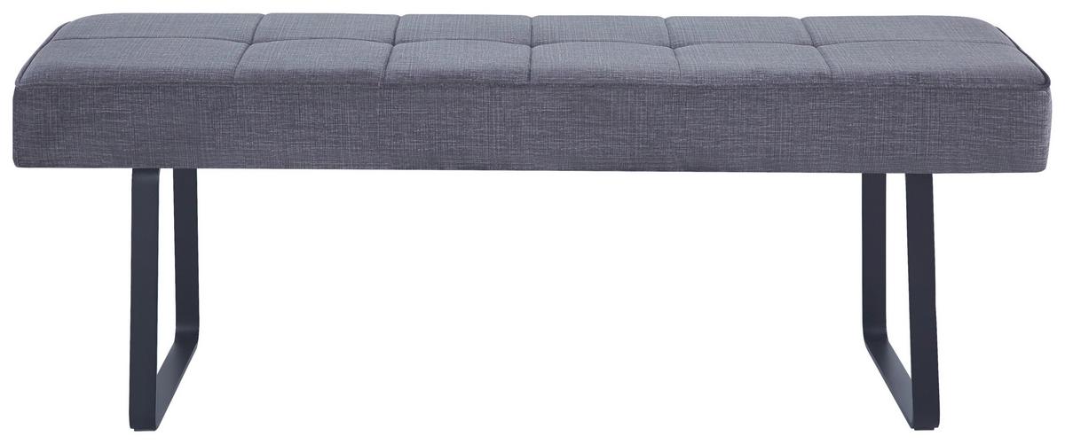 Sitzbank Tilos Ohne Lehne Samt Dunkelgrau, B: 140 Cm - Dunkelgrau/Schwarz, KONVENTIONELL, Textil/Metall (140/49/47cm) - MID.YOU