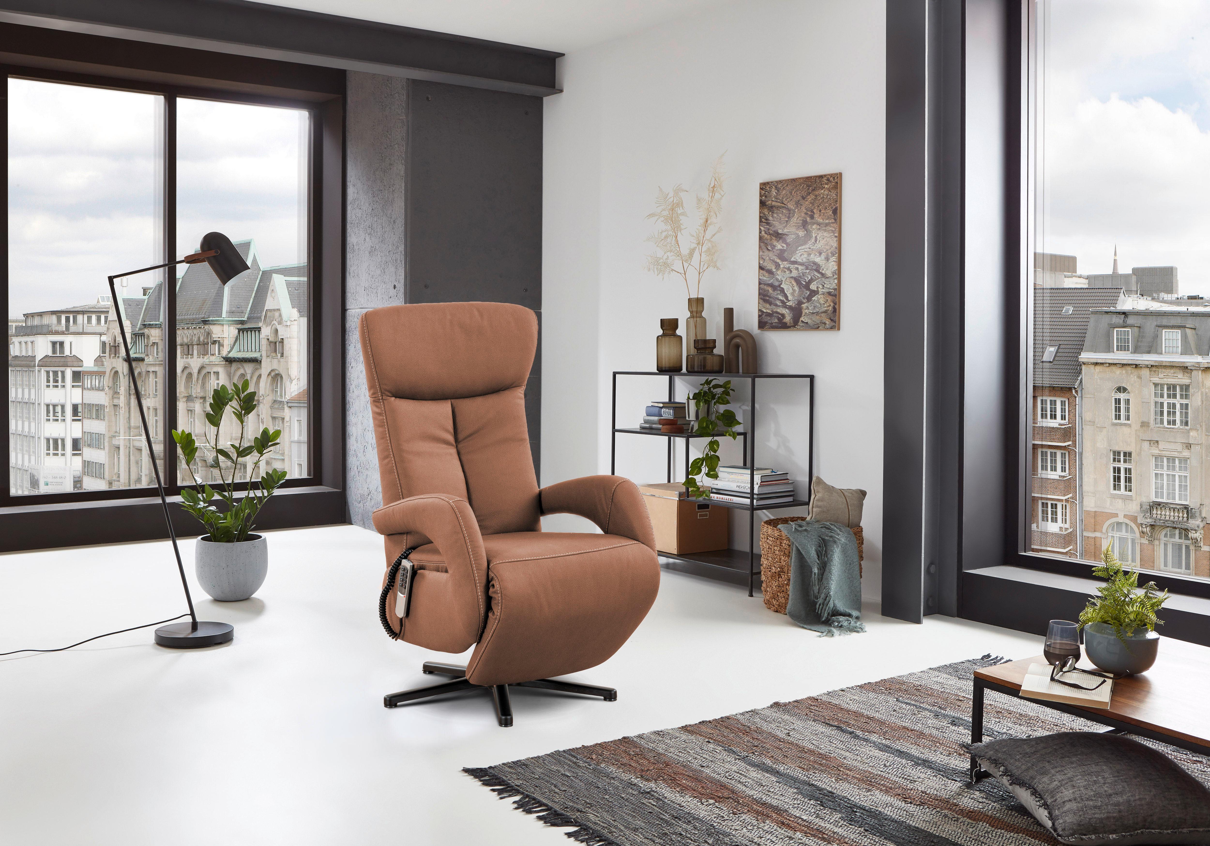 Fernsehsessel mit Armlehnen Matrixx-Style Stoffbezug Braun - Cognac/Beige, MODERN, Textil (67/108/80cm) - James Wood