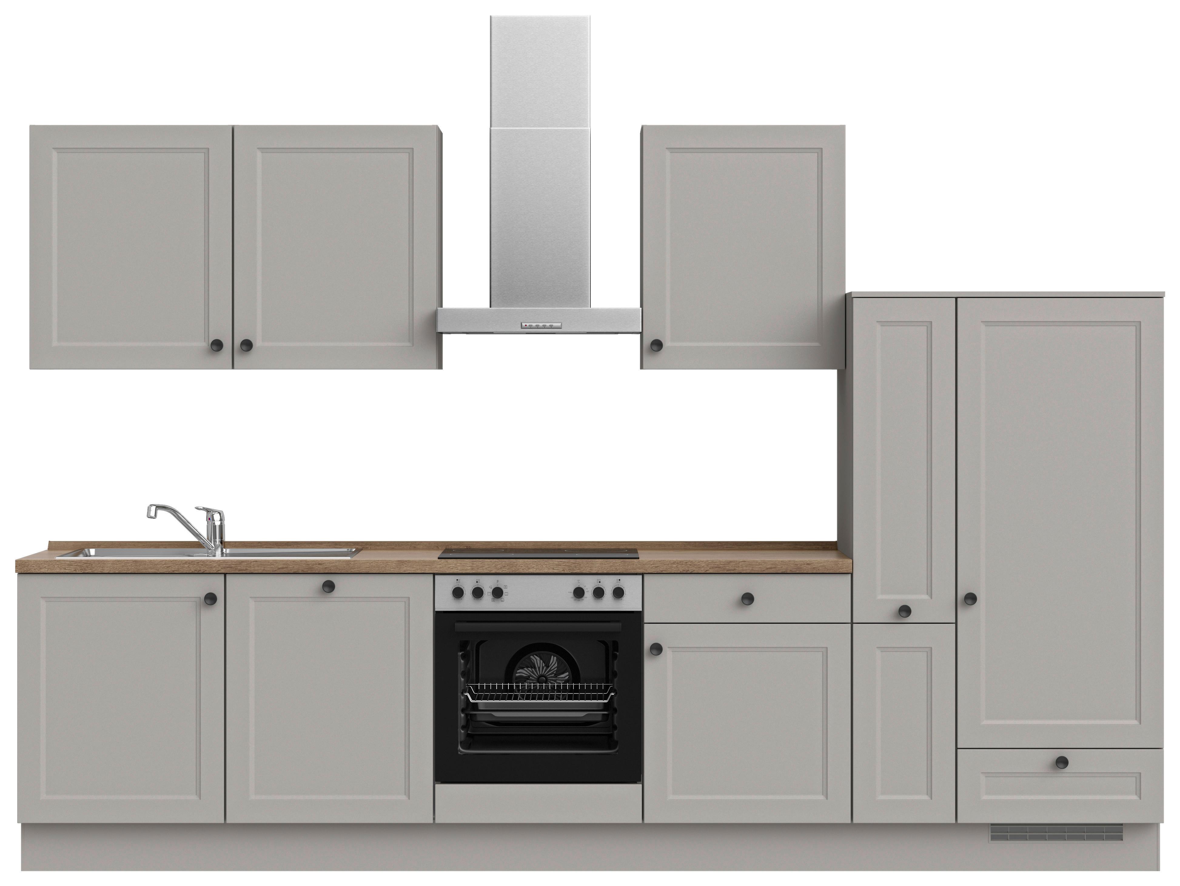 Kuchyňská linka 330 cm, kamenná sivá - šedá/černá, Moderní, kov/kompozitní dřevo (330cm) - Nobilia