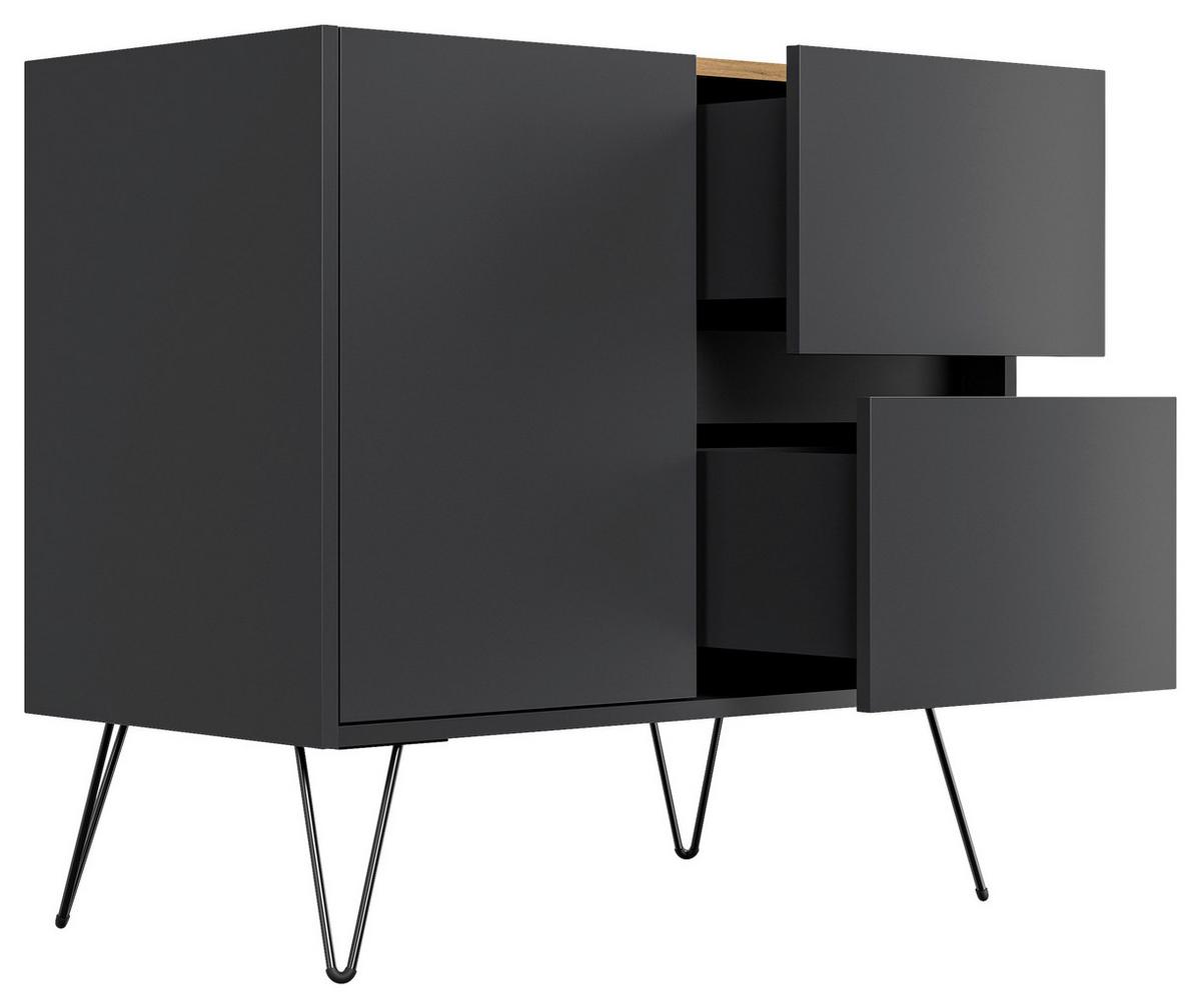 Sideboard Posseik Industrial Eichefarben/Graphit B: 79 cm - Eichefarben/Schwarz, Design, Holzwerkstoff (79/75,8/42cm) - P & B