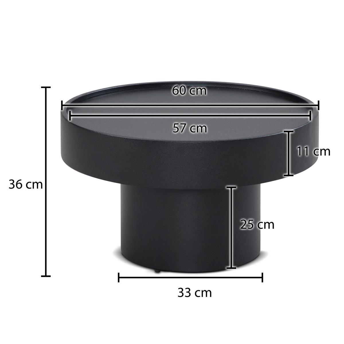 Couchtisch Eisen Schwarz D: 60 cm - Schwarz, Design, Metall (60/60/36cm) - MID.YOU