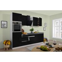 Küchenzeile Premium mit Geräten 270 cm Schwarz/Weiß Hochglanz - Schwarz/Braun, MODERN, Holzwerkstoff (270cm) - Respekta
