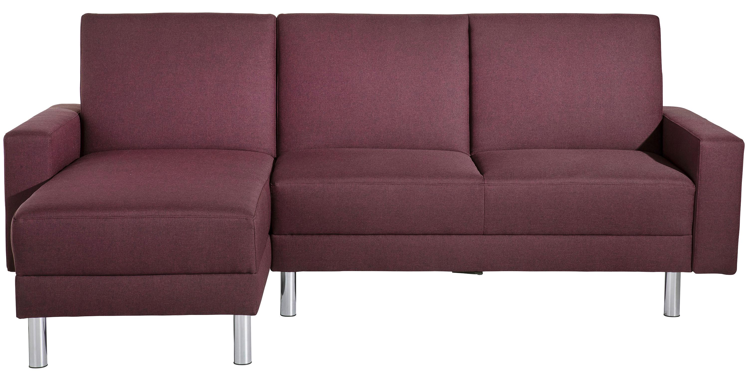 Ecksofa Mit Schlaffunktion Just Fashion, Dunkelrot - Chromfarben/Dunkelrot, KONVENTIONELL, Textil (152/230cm) - Max Winzer