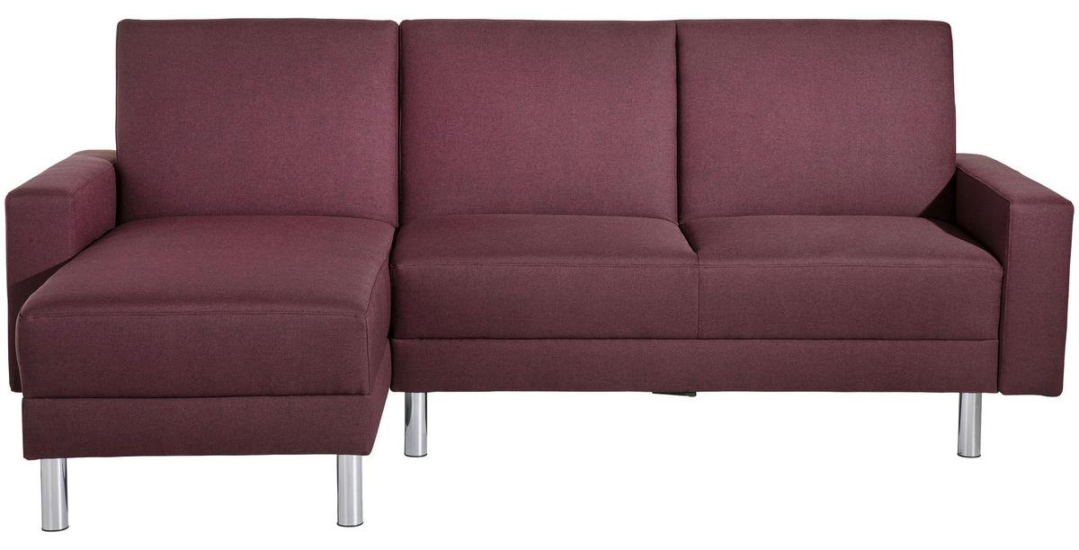 Ecksofa Mit Schlaffunktion Just Fashion, Dunkelrot - Chromfarben/Dunkelrot, KONVENTIONELL, Textil (152/230cm) - Max Winzer