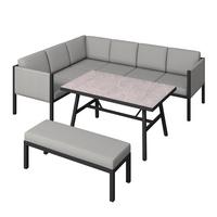 Loungegarnitur Peru - Dunkelgrau/Hellgrau, MODERN, Glas/Textil (187/241,5cm) - Beldano