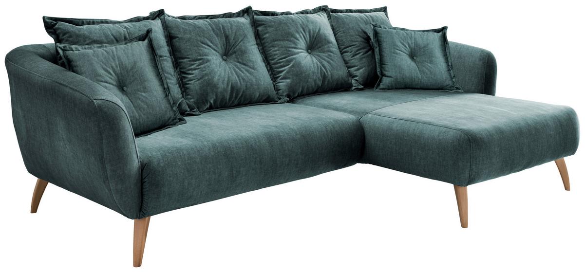 Ecksofa Baggio Blau/Grün S: 277/162 cm - Blau/Buchefarben, MODERN, Holz/Textil (277/162cm) - Livetastic