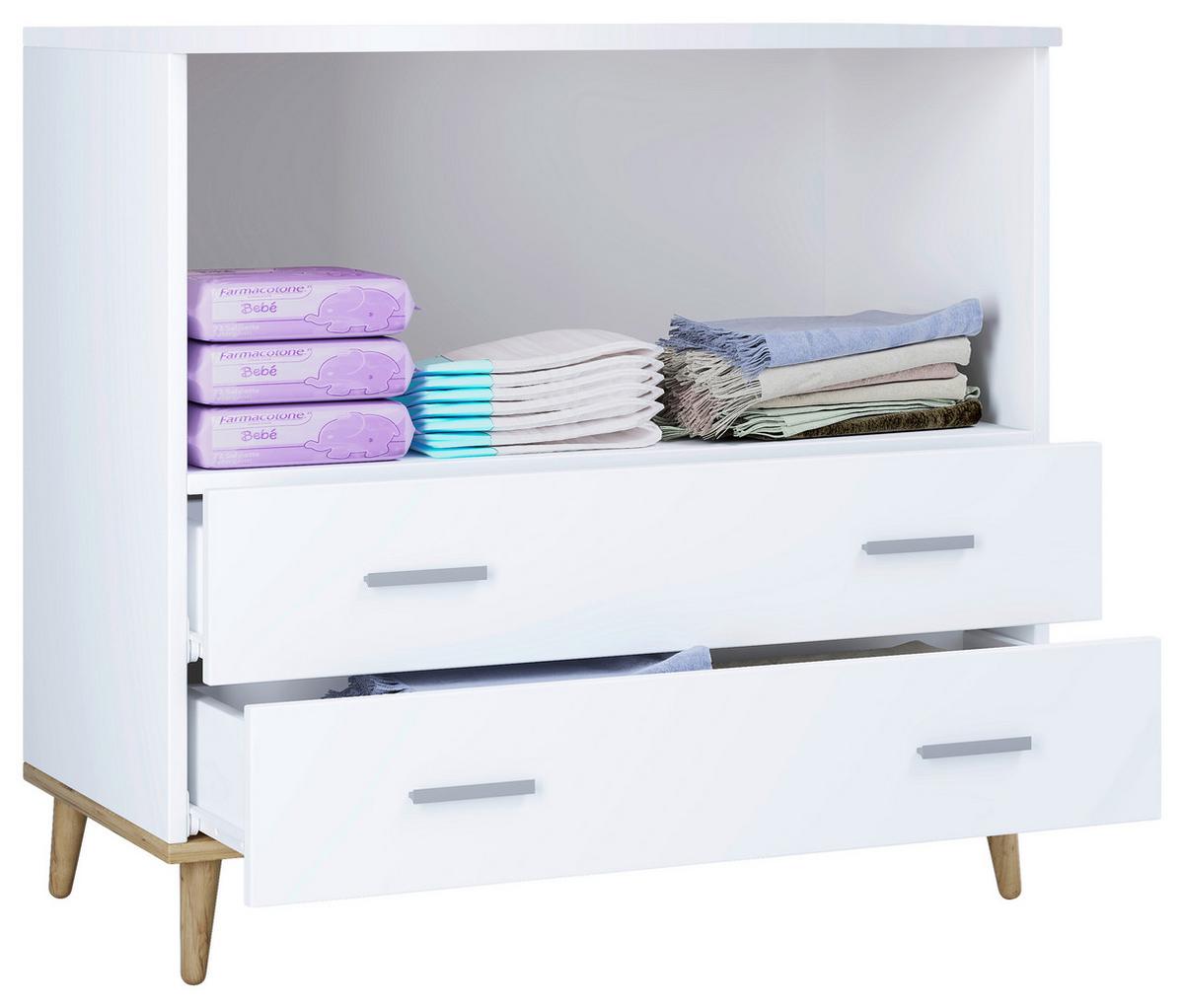 Wickelkommode Landos B: 80 cm Weiß/Honigeiche 1 Tür - Honigeiche/Weiß, MODERN, Holzwerkstoff (60/93/49cm) - MID.YOU