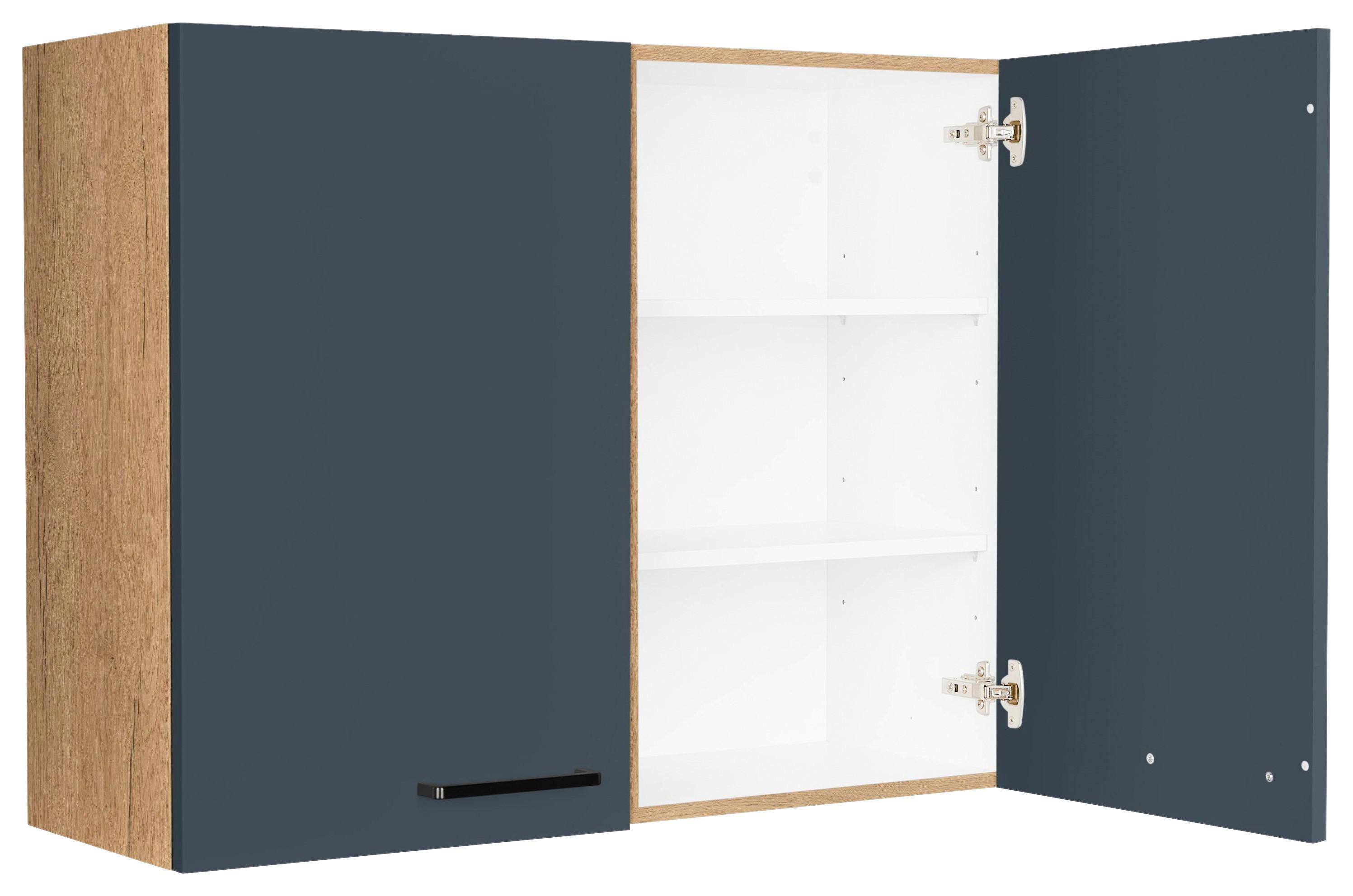 Küchenoberschrank Easytouch - Blau/Eichefarben, MODERN, Holzwerkstoff (90/72/35cm) - Nobilia