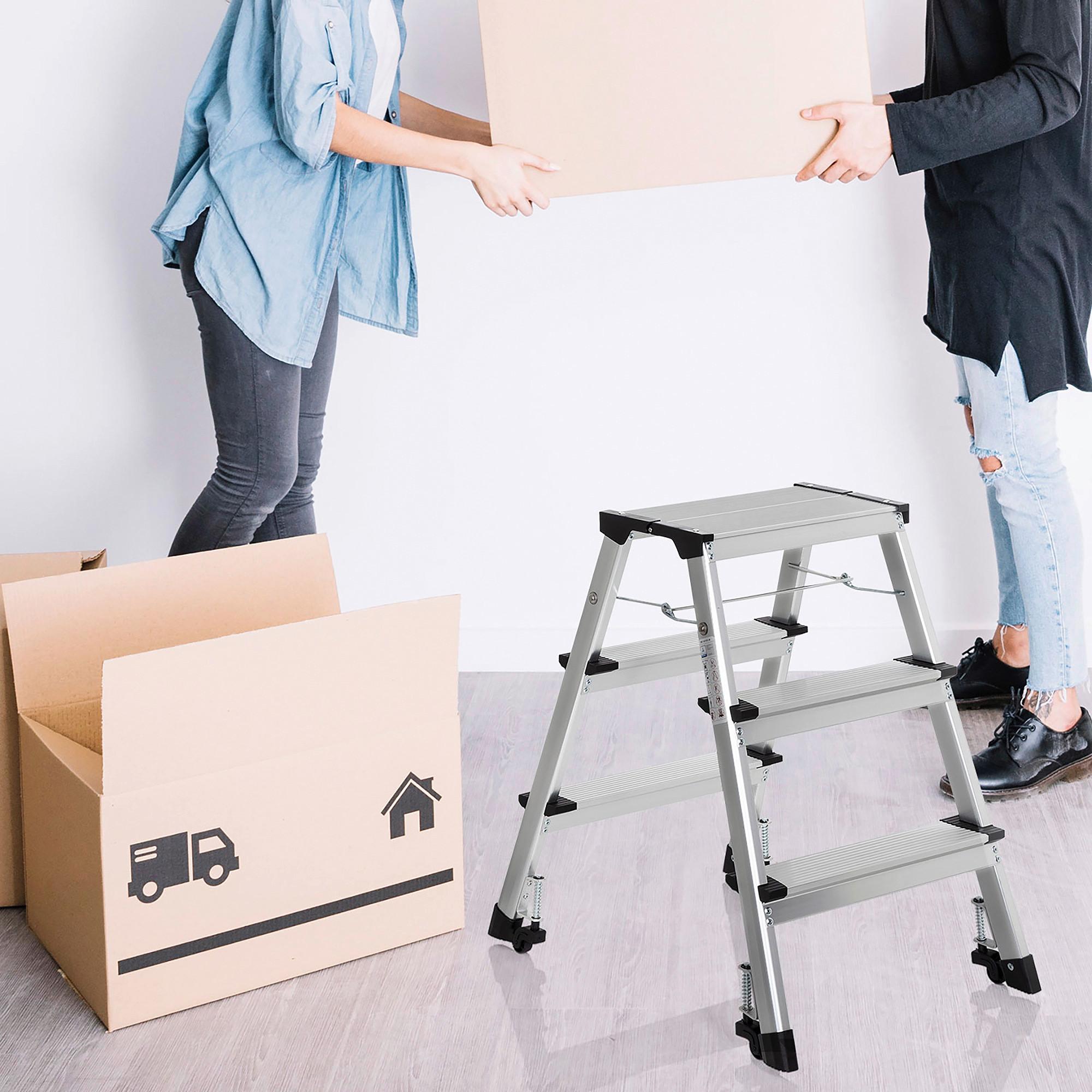 Klapptrittleiter Solid Iv - Alufarben, Basics, Metall (43/67/21cm) - MID.YOU