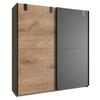 Schwebetürenschrank B: 180 Cm Cardiff, Eiche Dekor/graphit - Eichefarben/Graphitfarben, Basics, Holzwerkstoff (180/198/64cm) - MID.YOU
