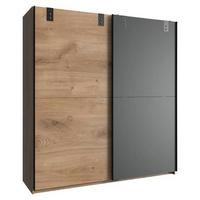 Schwebetürenschrank B: 180 Cm Cardiff, Eiche Dekor/graphit - Eichefarben/Graphitfarben, Basics, Holzwerkstoff (180/198/64cm) - MID.YOU