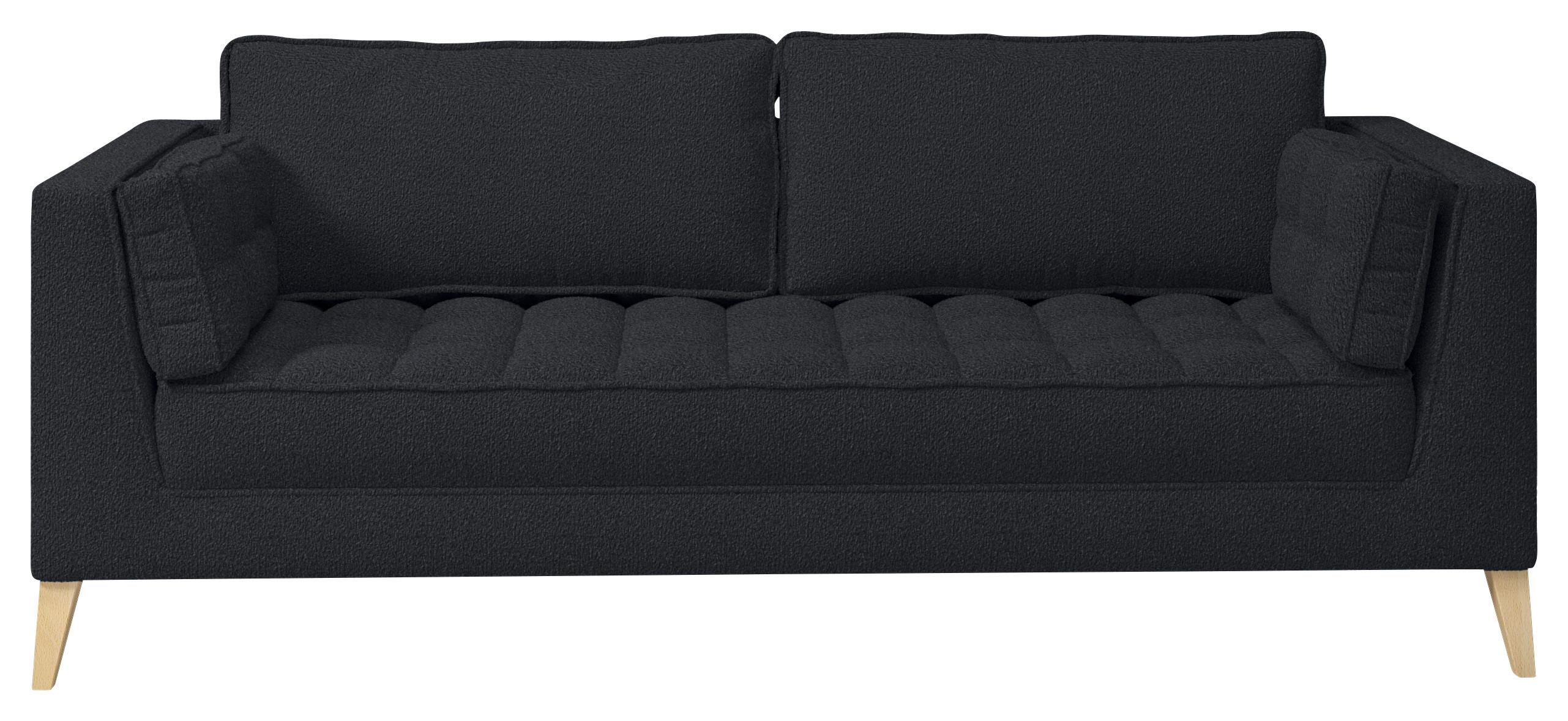 Třímístná pohovka DOTI, černá - černá/přírodní barvy, Design, kompozitní dřevo/textil (170/95/85cm) - MID.YOU