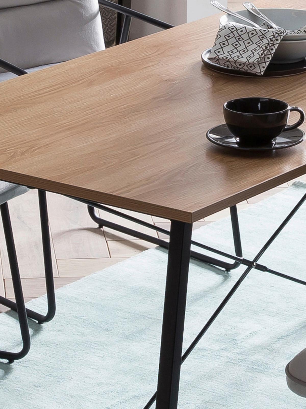 Esstisch Schwarz, Naturfarben L: 140cm - Schwarz/Naturfarben, Design, Holzwerkstoff/Metall (140/70/73cm) - Livetastic