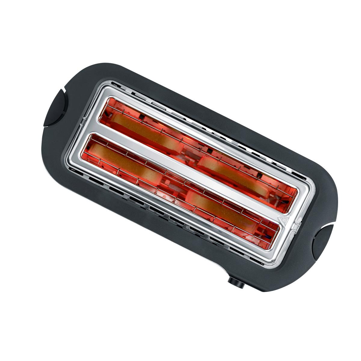 Toaster At 2590 Mit Brötchenaufsatz + Auftaufunkt. - Edelstahlfarben/Schwarz, Kunststoff/Metall (38/16,5/19cm) - Severin
