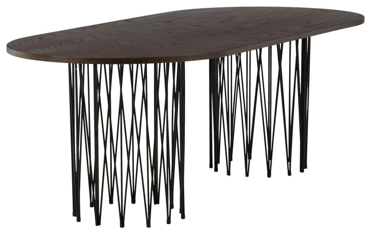 Esstisch Stone - Dunkelbraun/Schwarz, Design, Holz/Metall (220/100/74cm) - Livetastic