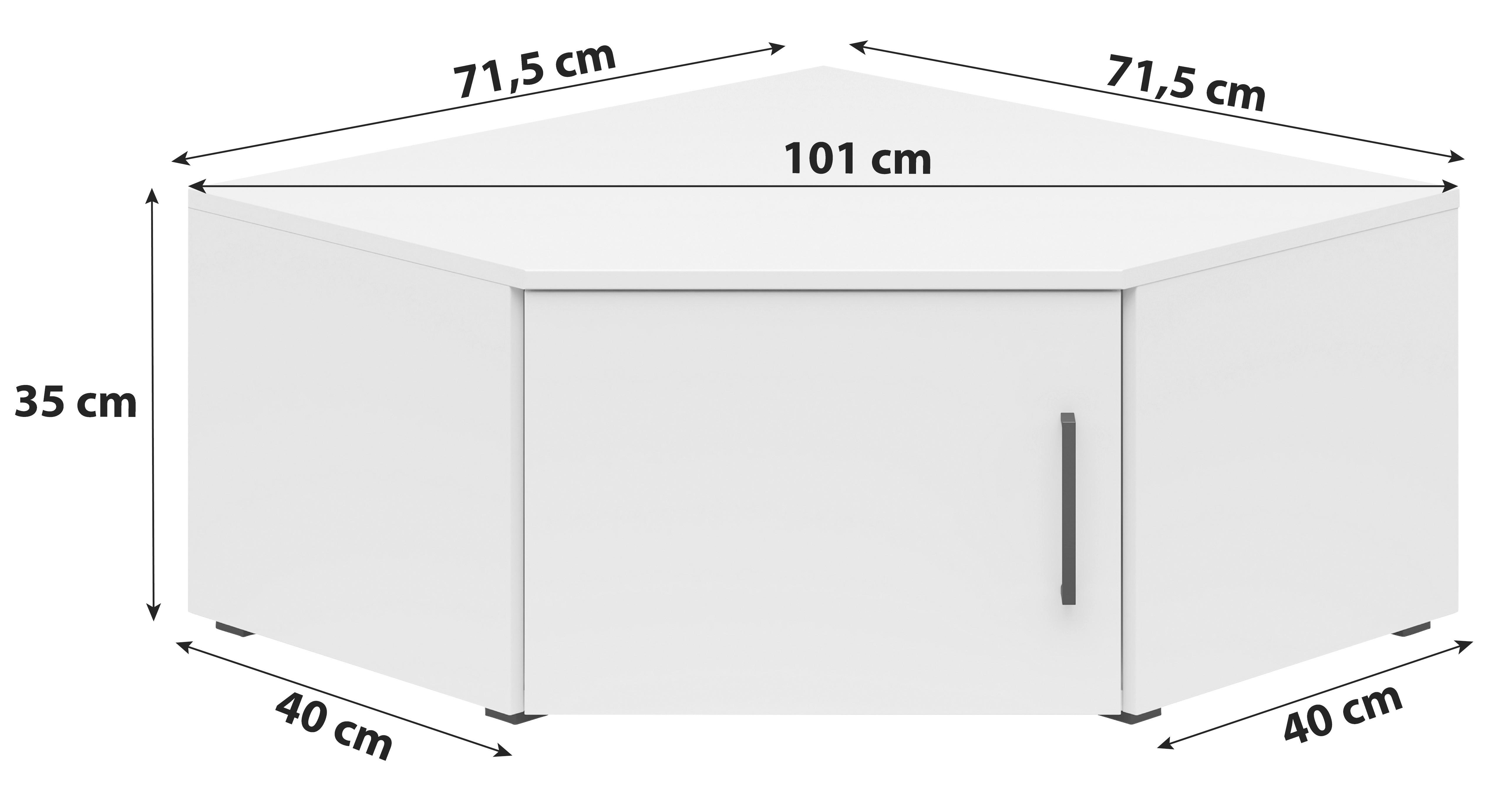 Nadstavec na skriňu MULTISTAURAUM š: 101 cm - čierna/biela, Modern, kompozitné drevo/plast (71,5/71,5cm)