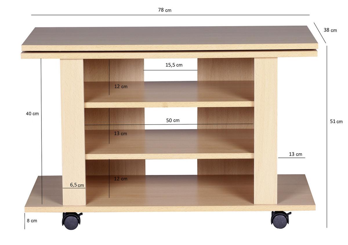 TV stolek LUCA buk - barvy buku, Konvenční, kompozitní dřevo/plast (75/51/38cm) - MID.YOU