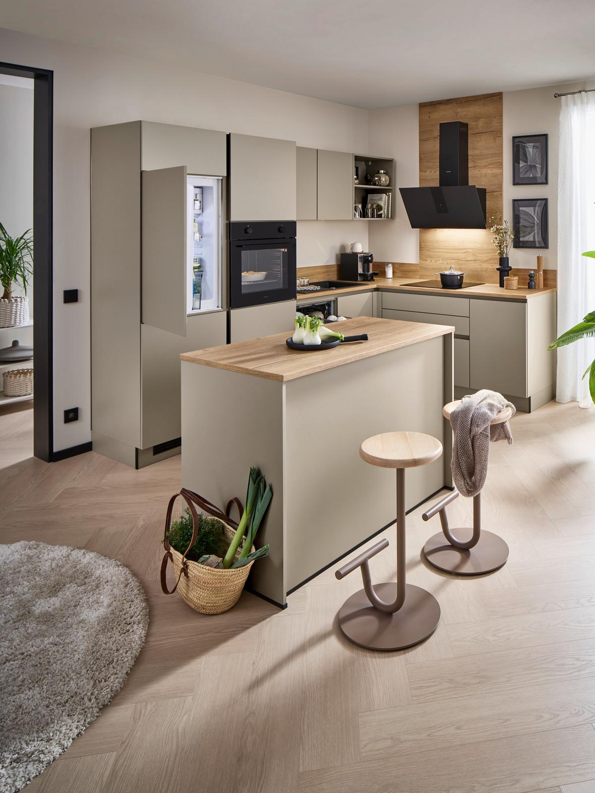 Eckküche Win mit Insel - Eichefarben/Creme, MODERN, Holzwerkstoff (278,2/205,2cm) - Express-Kuechen